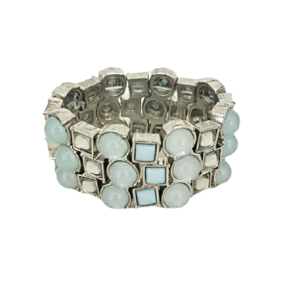 Blue Faux Moonstone Stretch Bracelet - Picture 1 of 4